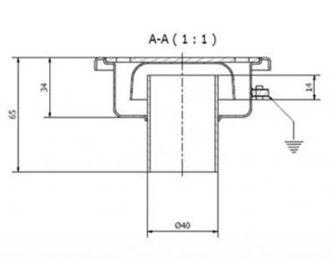 Edelstahl Bodenablauf, Kellerablauf 10 x 10 cm senkrechter Abgang DN 40